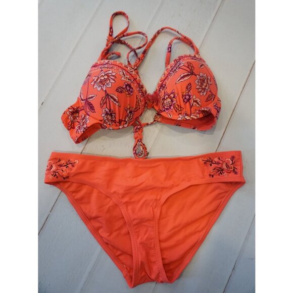 Time and Tru Pink Boho Floral Bikini Set w/ Tassel Accent, Size S/M - Picture 1 of 7